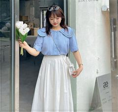 ヴィンテージ レトロ古着 セーラーカラーパイピングブラウス 半袖 バイ 