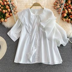 HIAND 2way チュール リボンギャザー シャツ カーディガン hyeon 