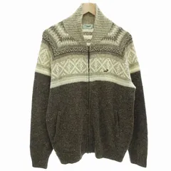 クロコダイル CROCODILE カーディガン ニット フルジップ ノルディック柄 長袖 L 茶 ブラウン /AE