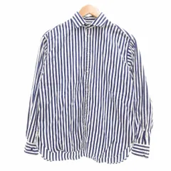 ポロ バイ ラルフローレン Polo by Ralph Lauren 国内正規 リラックスフィット ストライプド コットン シャツ 長袖 2 ネイビー ホワイト /UO