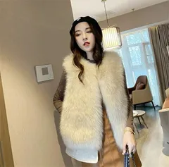 着まわし抜群 OL  韓国ファッション  ファー コート オシャレ 袖なし ベスト[K](T)