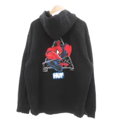 ハフ HUF MARVEL SPIDER-MAN THWIP TRIANGLE P/O HOODIE スウェット パーカー フーディー 裏起毛 XL 黒 ブラック /UO
