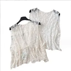 ノースリーブ レース メッシュ ベスト (T)