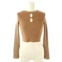 リリーブラウン Lily Brown 24SS ホールデザインリブニットトップス セーター プルオーバー クロップド F ブラウン グリーン /CX ■OS
