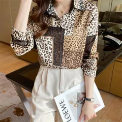 ヒョウ柄 ゆったり長袖シャツ (T)