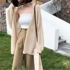 旬なレイヤードコーデに 薄手ゆったり カーディガン 編みコート[K](T)