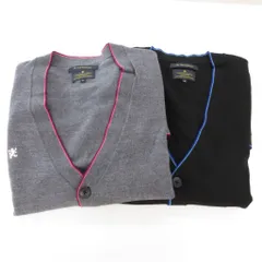 アールニューボールド R.NEWBOLD 2点セット カーディガン M ニット Vネック ロゴ 刺繍 長袖 グレー 黒 ブラック /AE