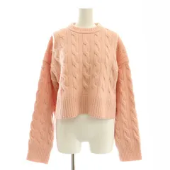 ミラオーウェン Mila Owen 23AW ウール混短丈ケーブルニットプルオーバー セーター 長袖 クルーネック 0 ピンク /AT ■OS
