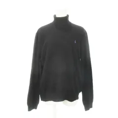 ポロ バイ ラルフローレン Polo by Ralph Lauren ニット セーター タートルネック 長袖 ウール ロゴ刺繍 大きいサイズ LL 黒 ブラック /AH12 ■GY01