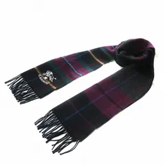 イルビゾンテ IL BISONTE マフラー ストール ウール チェック柄 フリンジ ロゴ プリント マルチカラー /XZ ■GY18