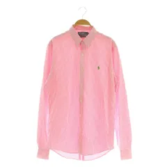 ポロ バイ ラルフローレン Polo by Ralph Lauren SLIM FIT コットンストライプBDシャツ 長袖 ボタンダウン ロゴ刺繍 M ピンク /MY ■OS ■SH