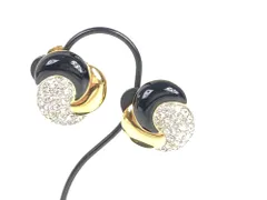 モネ　Monet　アメリカンヴィンテージ　ラインストーン　デザイン　イヤリング　ブラック×ゴールドカラー　送料無料