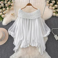 ワンショルダー プリーツデザイン パフスリーブ (T)