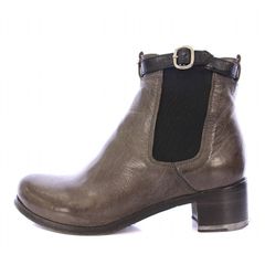 オフィチーネクリエイティブ Officine Creative サイドゴアブーツ ショート ラウンドトゥ チャンキーヒール レザー ベルト 切替 37 チャコールグレー /BB