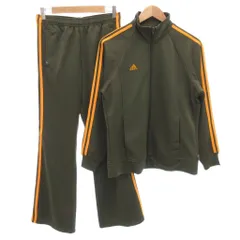 アディダス adidas セットアップ Clima365 ジャージ トラックジャケット イージーパンツ 万国旗タグ 3ストライプス ロゴ刺繍 L カーキ オレンジ /GV