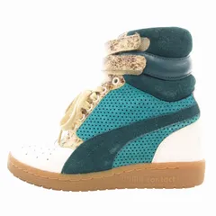 プーマ PUMA スカイ ウエッジ ファー SKY WEDGE FUR ハイカットスニーカー シューズ 切替 スエード 22.5cm 白 ホワイト 緑 グリーン /GV