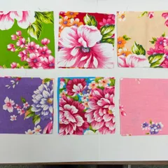台湾製　客家花布10cm角端切れセット 6色2枚ずつ計12枚