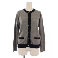ジョンスメドレー JOHN SMEDLEY ニット カーディガン 長袖 パールボタン ウール S グレー 紺 /BM