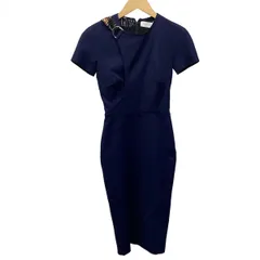 VICTORIABECKHAM(ヴィクトリアベッカム) ワンピース サイズ38 M レディース - ネイビー クルーネック/半袖/ロング