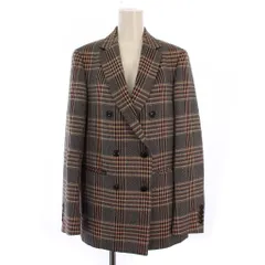 6 ROKU BEAUTY&YOUTH B&Y ロク ビューティーアンドユース テーラードジャケット 総裏地 ダブル 6B チェック柄 ウール 36 茶 ベージュ 8622-209-0006 /BM