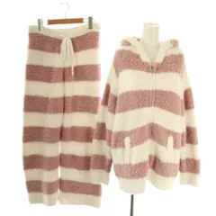 ジェラートピケ gelato pique ジェラート2ボーダー ジップパーカー ロングパンツ セットアップ F ピンク /HK ■OS