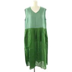 フォグリネンワーク fog linen work バイカラー ノースリーブ ワンピース ロング グリーン /HK ■OS