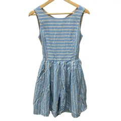 Lois CRAYON(ロイスクレヨン) ワンピース サイズM レディース ライトブルー×アイボリー チェック柄/ボーダー/バックスリット