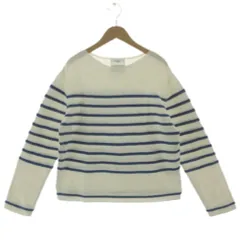 オペークドットクリップ OPAQUE.CLIP ボートネックニット【エクストラファインオーガニックコットン】637-14010 長袖 ボーダー アイボリー ブルー 青 40