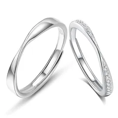 【新品】 [FANCIME] ペアリング レディース メンズ [途切れない愛] メビウス 指輪 2個セット リング ジルコニア シルバー S925 カップル 婚約 結婚 純銀製 クリスマス 記念日 おそろい プレゼント ギフトラッピング付き 1