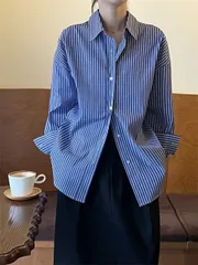 2024秋 上着 長袖 ストライプ トップス (T)