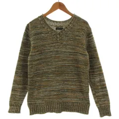 ニーキューイチニーキューゴーオム 291295＝HOMME セーター 551-2206 クロスオーバーVネック 長袖 コットン 総柄 オレンジ グリーン 緑 ホワイト 白 2のサムネイル