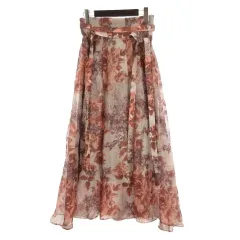 スナイデル SNIDEL プリント シアー スカート 花柄 1 オレンジ系 251128E ■GY43