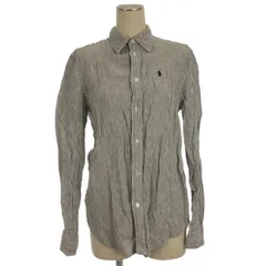 ポロ ラルフローレン POLO RALPH LAUREN リネン ストライプ シャツ 長袖 グレー系 XS ■FF