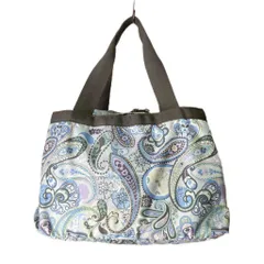 レスポートサック LesportSAC 総柄 ペイズリー柄 トートバッグ ハンドバッグ ナイロン ポーチ付き 水色 グレー マルチカラー