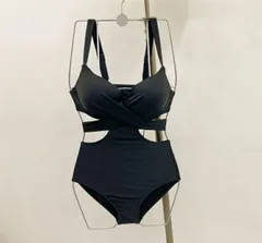 センスアップ ハイウエスト 背中透け感ビキニ 水着 ワンピース 水着 セクシー[K](T)