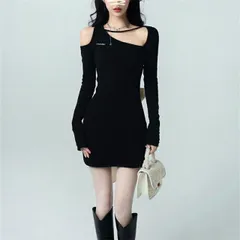 ミニスカート おしゃれ 蝶結び ニットワンピース[K](T)