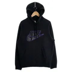 SUPREME シュプリーム 19AW NIKE ナイキ Leather Applique Hooded Sweatshirt レザーアップリケ プルオーバースウェットパーカー フーディー ブラック CK6225-010 Size L