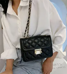 通勤 な風合い スモールスクエアバッグ チェーン ショルダーバッグ(T)