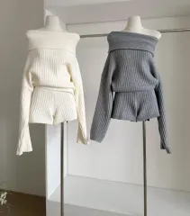 新品/*即発送* ルーズフィット 片方オフショルダー トップス セーター ローウェスト カジュアル