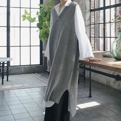 simplicite】ニットベスト重ね着シャツワンピース【春秋】 - メルカリ