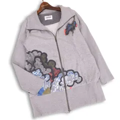 TRUNK HIROKO KOSHINO ヒロココシノ 通年★ 雲柄 アート プリント スウェット ジャケット ブルゾン Sz.40 レディース グレー