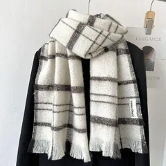 チェック柄ニットマフラー (T)