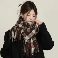 チェック柄マフラー (T)