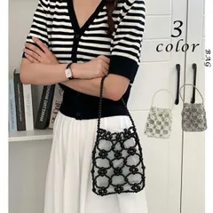 ビーズハンドバッグ　ミニバッグ　スマホポーチ (T)