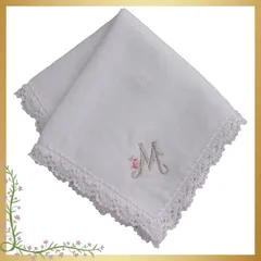 ソフィスティ イニシャル レース タオルハンカチ ホワイト 婦人 レディース ハンドタオル 約27cm (M) 1