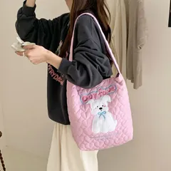 キルティングトートバッグ　大容量　エコバッグ (T)