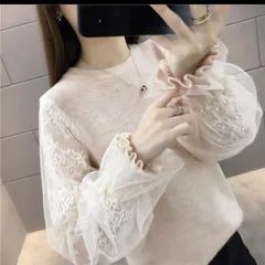 ニット レディース トップス 袖 切り替え トップス  レース袖 シースルー フリル袖 シンプル 大人可愛い おしゃれ きれいめ