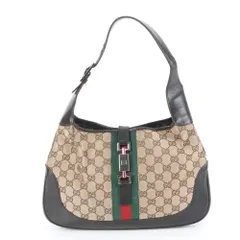 美品 グッチ GG キャンバス シェリー ライン ジャッキー 00963 レザー ショルダーバッグ 肩掛け ワンショルダー レディース RRE DE56-2【中古】