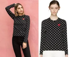 コム・デ・ギャルソン ドットTシャツ ブラック / レッドハート (新品)