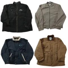 古着卸 まとめ売り ダック地 ジャケット MIX 4枚セット (メンズ XL ) ブルゾン スタジャン型 ワンポイント 企業 中古 古着 ND1303